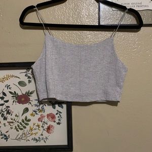 Cropped shimmery silver top